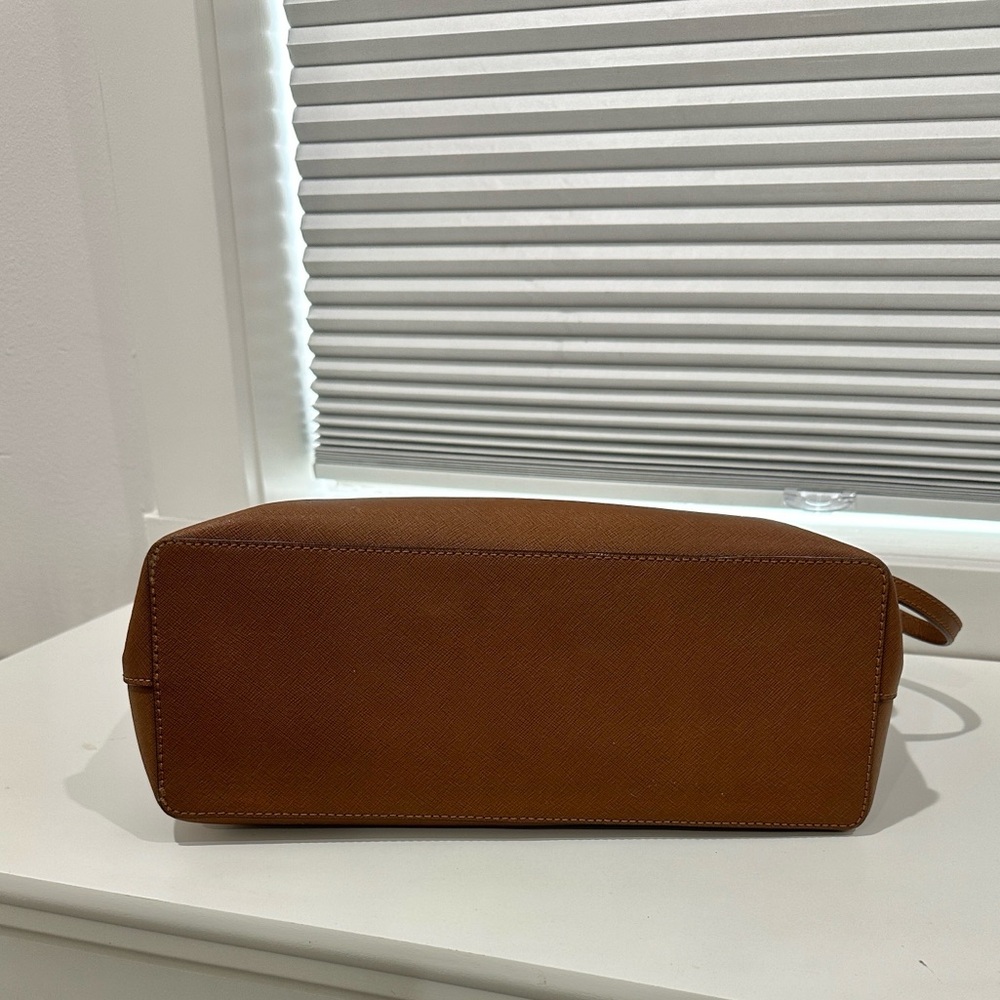 Michael Kors Brown Leather Tote with Gold Accents - Picture 5 of 6
